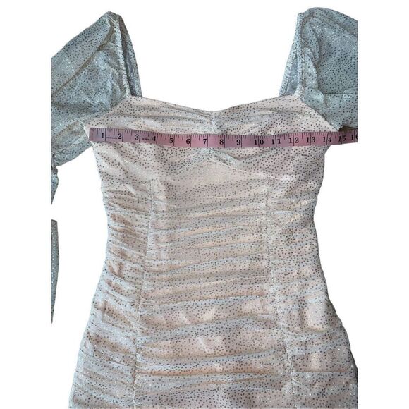 BCBGENERATION Metallic Dot Long Sleeve Ruched Dress in Color Champagne - Picture 8 of 14